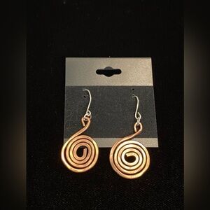 Pure Copper Swirl Sterling Silver 925 Dangle Earrings Handmade Women’s